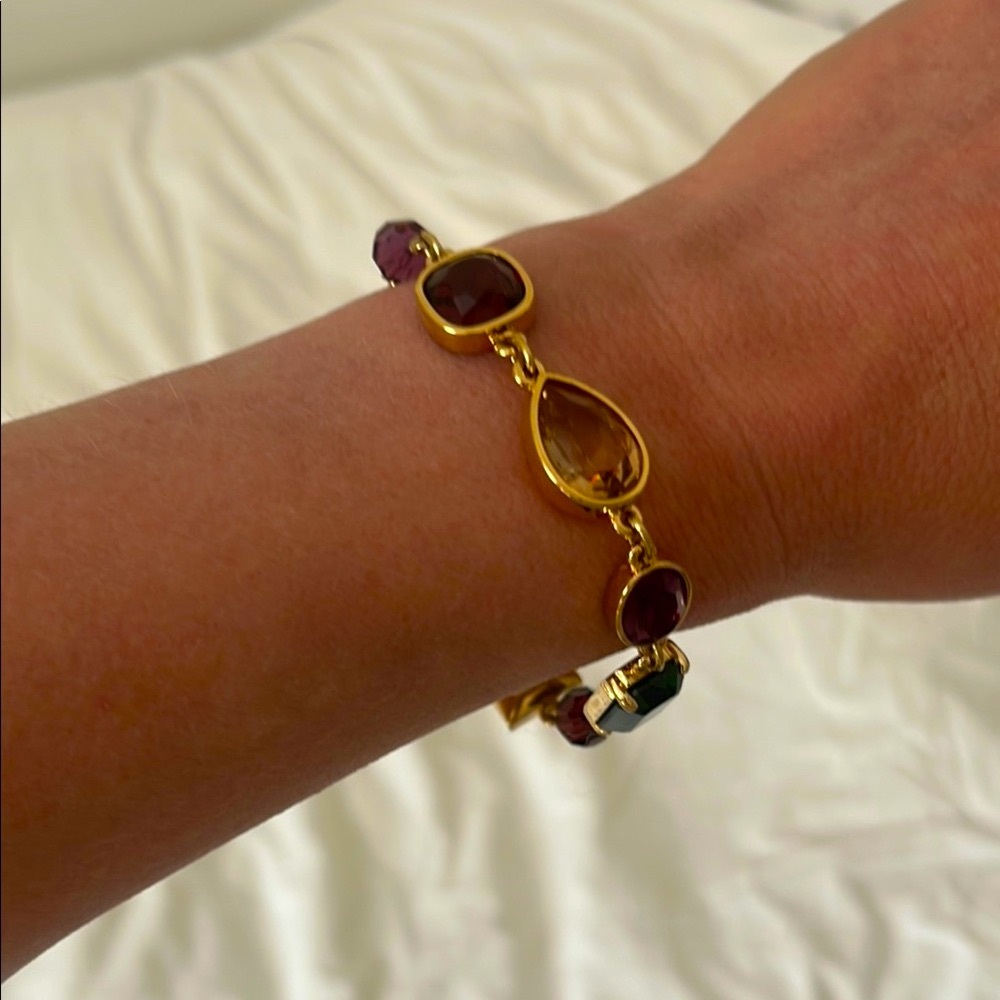 Swarovski Gold Adjustable Link Bracelet with Crystal Accents